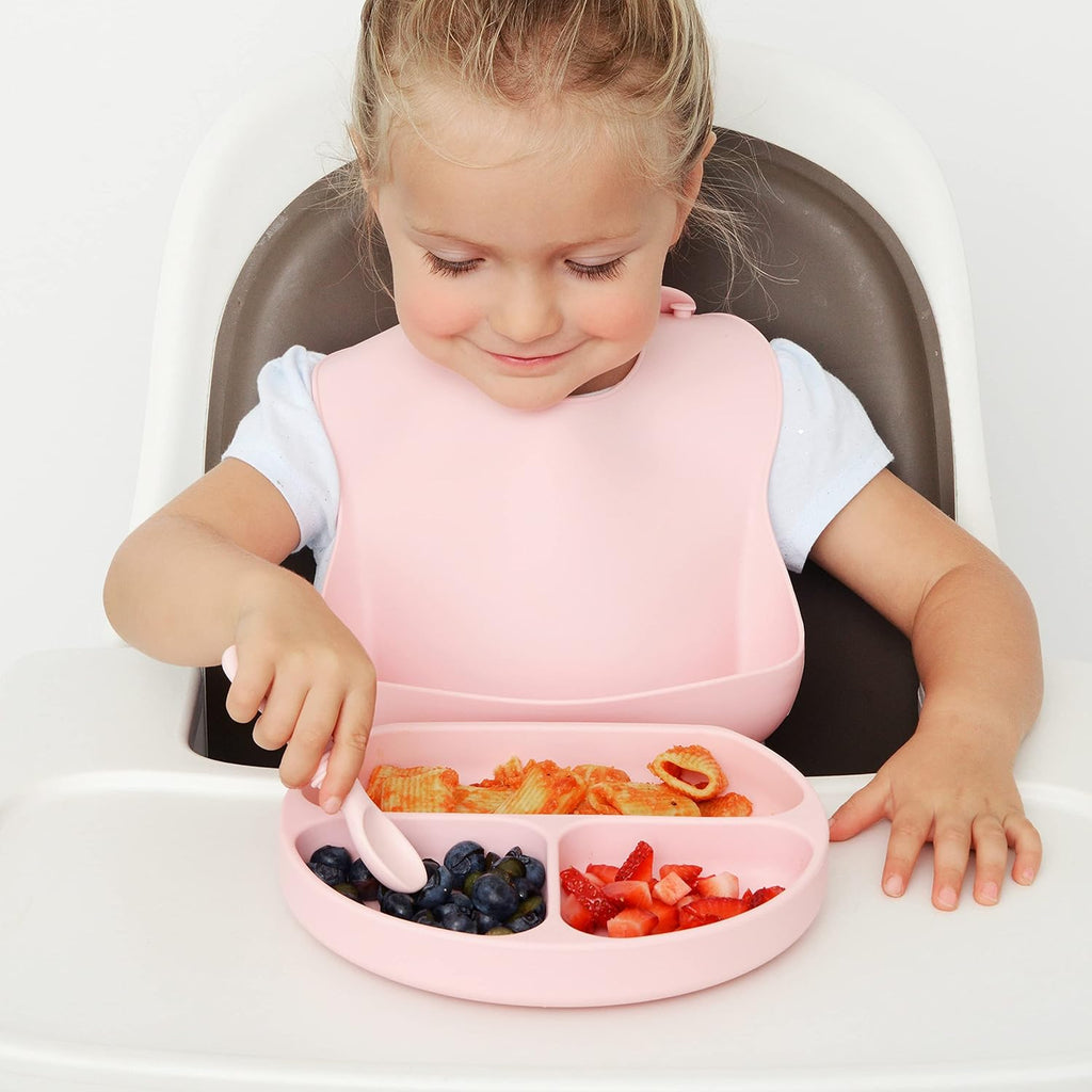 PrimaStella Silicone Chew Spoon Set for Babies and Toddlers - Safety Tested - BPA Free - Microwave, Dishwasher and Freezer Safe - Rosy Shades