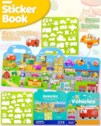 Benresive Reusable Sticker Books for Kids 2-4, Sticker Books for Toddlers 1-3 2-4, Toddler Travel Toys Activities Crafts Gifts - Vehicle