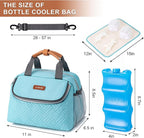 Breastmilk Cooler Bag with Ice Pack Fits 6 Baby Bottles up to 9 Ounce, Wearable Breast Pumps Cooler Bag for Nursing Mom Daycare, Work, Travel- Aqua