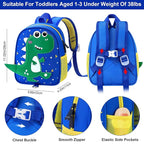Accmor Toddler Backpack Leash, Cute Dinosaur Kids Backpacks with Anti Lost Wrist Link, Mini Child Bag Tether Baby Walking Harness Wristband Protection Rope for Boys Girls Aged 1-3 to Travel Outdoor