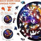 Wooden Puzzles for Adults, Phoenix Puzzle Color Challenge Jigsaw Puzzles 200 Piece, (Medium,11.2 in) Thickened Unique Shapes Family Reunion Puzzle, Best Gift for Adults and Kids, Family Game