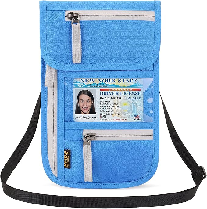 Neck Wallet Lightweight RFID Blocking Waterproof Travel Pouch for Women Men