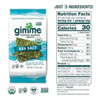 Gimme Seaweed Organic Premium Roasted Seaweed Snacks, Sea Salt, 20 Count, Keto, Vegan, Gluten-Free, Great Source of Omega3s and Iodine, Healthy On-The-Go Snack for Kids and Adults