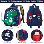 Accmor Toddler Backpack Leash with Anti Lost Wrist Link, Cute Dinosaur Kids Backpacks for Boys Aged 1-3, Mini Baby Bag Tether Walking Harness Wristband Keep Child Close Rope Rein for Travel Outdoor