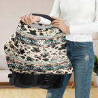 Binienty Aztec Cow Print Nursing Cover for Newborns Girls Boys, Stretchy Breathable Baby Car Seat Covers Infants Canopies