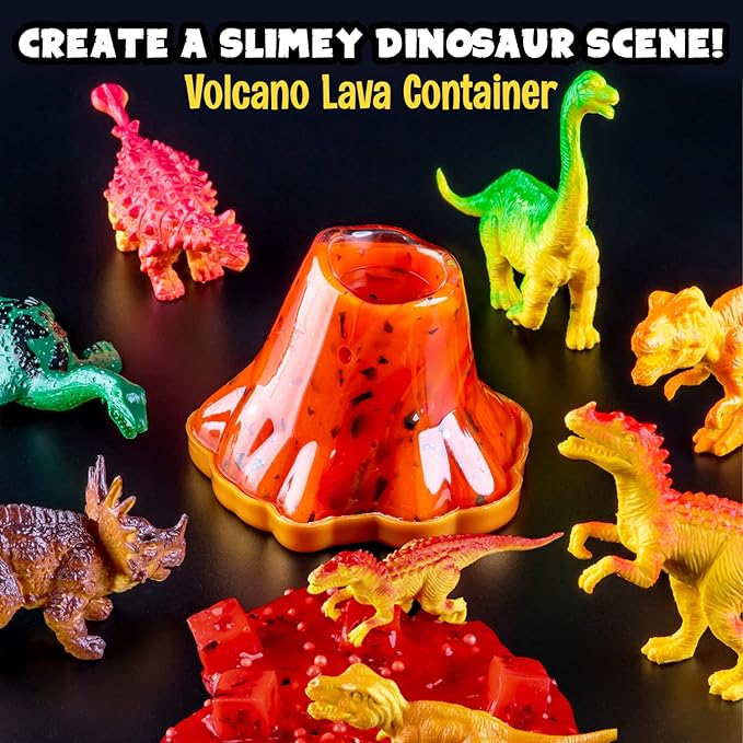 Original Stationery Dinosaur Slime Kit for Boys - Small Multicolor Original Style - Glow-in-The-Dark & Glitter DIY Slime Making Set with Lava, Blood & Dino Poop Effects