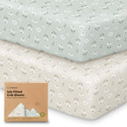 KeaBabies 2-Pack Baby Crib Sheets for Boys, Girls - 52x28 Viscose Derived from Bamboo Toddler Bed Sheets Neutral, Fitted Crib Mattress Cover for Standard Baby Bedding, Soft & Cozy (Daisies)