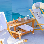 NNN 36" Commercial Teak Shower Bench - 8 Non-Slip Leveling Feet & 350 lbs Capacity | Rock-Solid Stability for Seniors & Spa Safety | Waterproof Design for Saunas/Outdoor Pools (Patented)