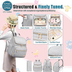 Weitars Diaper Bag Backpack Large Baby Diaper Bag with Changing Pad Travel Diaper Backpack,Baby Bag for Boys Girls,Stroller Straps,5 Insulated Pockets (Gray)