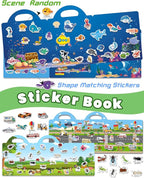 Reusable Sticker Book for Toddlers 2-4 Years, Stickers for Kids, Toddler Sticker Book Ages 1-3, Toddler Craft Activities, Toddlers Travel Toys Ages 2+ Boy Girl Birthday Gifts