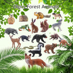 SIENON 18Pcs Forest Animals Figures Toys, Miniature Baby Woodland with Owl Hedgehog Fox Squirrel Bear Monkey Deer Wolf Snake for Kids Educational Christmas Birthday Party Gift Cake Decorations