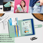 Melsbrinna Rfid Passport Holder for Travel women/Men, Cute Passport Wallet Rfid Blocking Card Slots, Rfid Passport Cover/CaseTravel Wallet, Passport Book Holder (1, Green4)