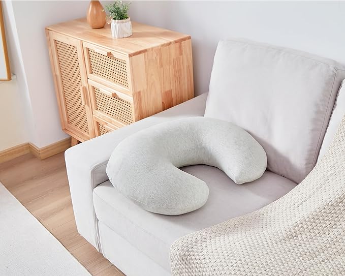 Nursing Pillow, Plus Size Breastfeeding Pillow Original Support for Baby Boys Girls Breastfeeding Essentials, with Removable Soft Cotton Cover (Grey, Standard (23.62 * 18.11 * 5.91 Inches))