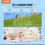 VEVOR Climbing Dome, 6FT Jungle Gym for Kids 3 to 9 Years Old, Geometric Dome Climber Play Center Supports 600LBS and Easy Assembly, with Climbing Grip, Outdoor and Indoor Play Equipment for Kids