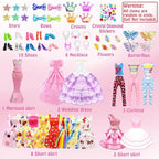75Pcs Doll Clothes and Accessories Fashion Design kit for 11.5 Inch Doll Dress Up Including 2 Wedding Gown Dresses 1 Fashion Dress 2 Party Dress 8 Mini Dresses 3 Tops and Pants 10 Shoes 6 Necklaces