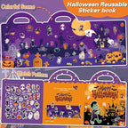 2 Set Halloween Reusable Sticker Books for Toddlers 3+, Halloween Stickers for Kids, Sticker Book for Toddlers 3+ Years, Halloweens Gifts for Kids Girls Boys