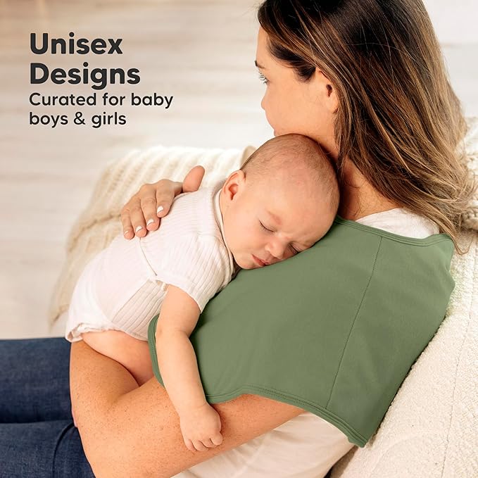 KeaBabies 4-Pack Baby Burp Cloths Baby Girl, Boy - Organic Cotton Burp Cloth, Extra Large, Absorbent, Soft Burping Cloths & Bibs Set for Babies, Newborn Burp Clothes, Thick Burp Rags (Eclipse)