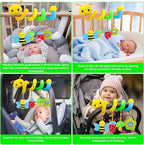 FPVERA Car Seat Toys for Babies 0-6 Months Upgraded Version Spiral Car Seat & Stroller Activity Toy, Soft Plush Hanging Toys with Rattles, Best Gift for Ages 0 and Up
