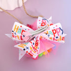 Hot Pink 1st Birthday Hair Bow - Happy Birthday ribbon Bows, Pink Birthday Hat Bows, 1st Birthday Hair Clips for Girls, First Birthday Girls Hair Accessories