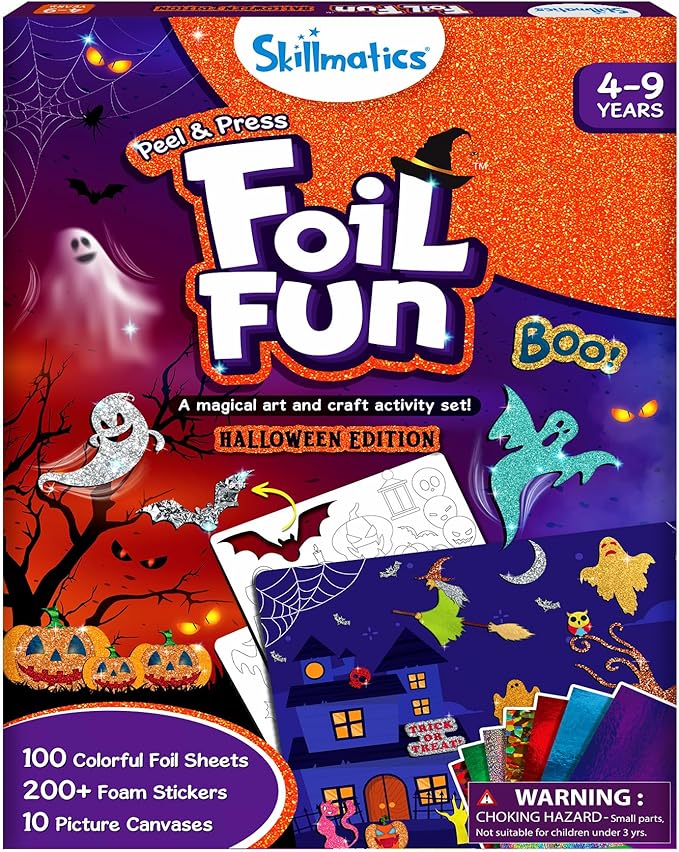 Skillmatics Foil Fun - Halloween, No Mess Art for Kids, Craft Kits, DIY Creative Party Activity, Trick or Treat, Gifts for Girls & Boys Ages 4, 5, 6, 7, 8, 9