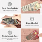 Passport Holder for Travel Rfid Passport Wallet for Women Men with Zipper Pocket Pen Sim Card Holders Slim Travel Accessories