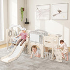 Toddler Outdoor Climber Playset with Basketball for Kids Ages 1 to 3 Years Slide and Swing Set 12 in 1 Playground Indoor Slide for Kids Durable Ecofriendly Plastic Backyard Playset White