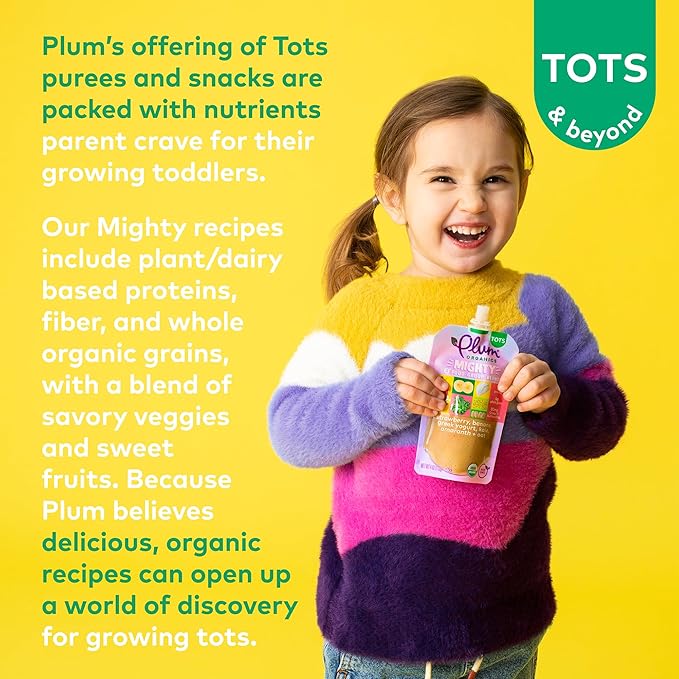 Plum Organics Mighty 4 Organic Toddler Food - Variety Pack - 4 oz Pouch (Pack of 12) - Organic Fruit and Vegetable Toddler Food Pouch
