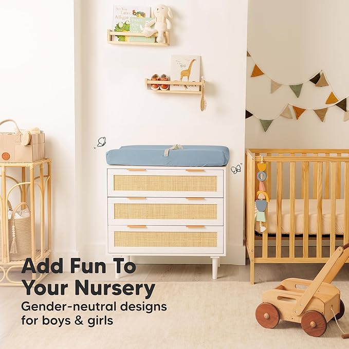 2-Pack Organic Changing Pad Covers for Girl, Boy, Neutral - 100% Cotton Changing Table Pad Cover, Soft Baby Nursery Diaper Changing Pad Sheets, Contour Changing Pads Liners, Change Pad Cover (Steel)