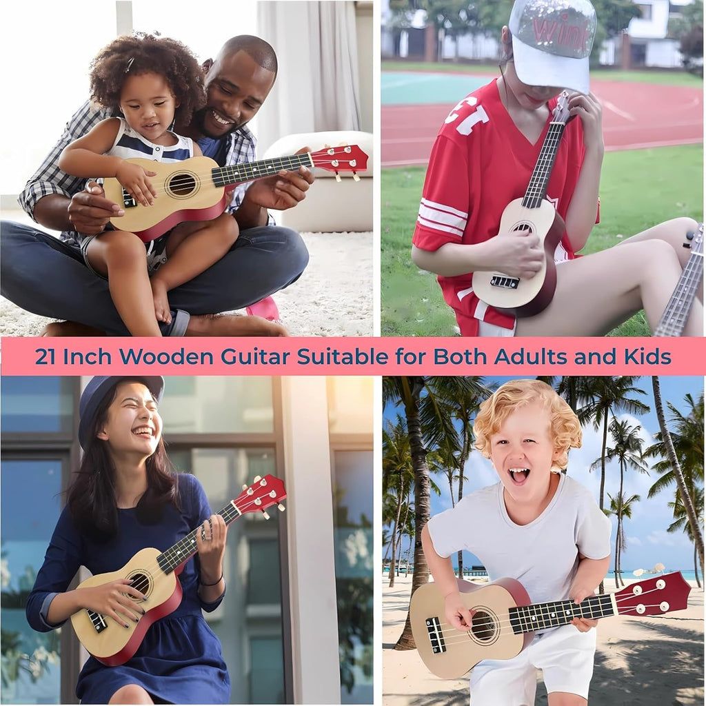 21 Inch Wooden Kids Toddler Child Children Acoustic Guitar Musical Instruments Ideal for 3-9 Year Old Boys Girls Gifts (Burlywood)