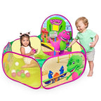 Barney Pop Up Playground, Ball Pit with 25 Play Balls and Basketball Hoop, Toddlers 2+