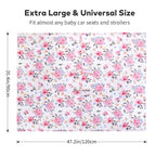 Rquite Muslin Car Seat Cover Baby, Carseat Covers Baby Girl Boy, Breathable Lightweight Infant Car Seat Cover, Baby Carrier Cover Car Seat Canopy Stroller Sun Shade for Summer & Hot Day, Universal Fit