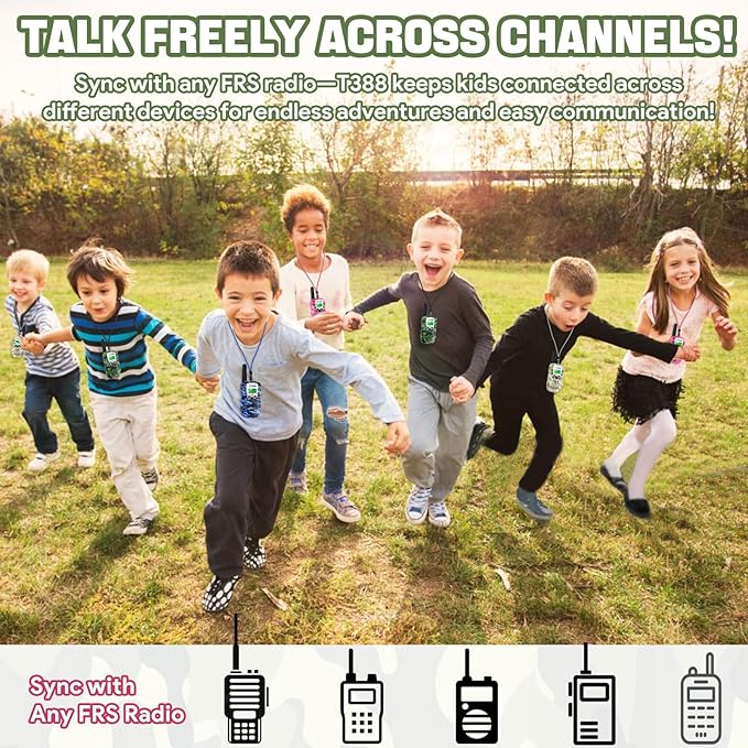 Vvinca Walkie Talkies for Kids Rechargeable 2 Pack, Army Toys for Boys Girls Ages 3-13 Outdoor Military Camping Toy, 3KM Long Range Walkie-Talkie 2 Way Radios 22 CH with Flashlight Birthday Gift
