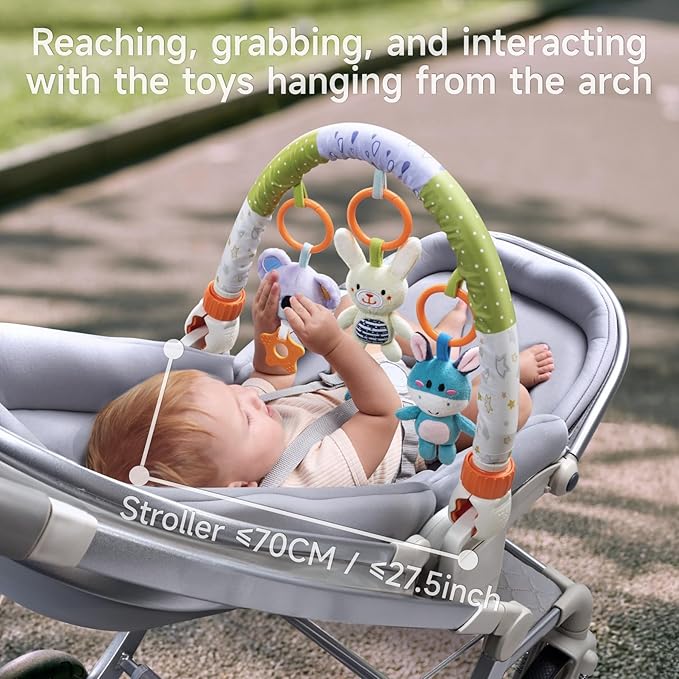 TUMAMA Baby Stroller Arch Toy,Portable Baby Mobile for Bassinet,Newborn Sensory Hanging Rattle Arch Toy for Babies Infants 0-12 Months