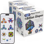 TOSY Magnet Pyramid Stone - 1 Cube Transforms into 1 Billion Shapes, 12 Pieces, 243 Rare Earth Magnets, Holographic Design Magnet Tiles Creative Puzzle STEM/STEAM Toy, 3-Pack