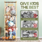 Stuffed Animal Storage, Two-Tone Wood Toy Storage, Space Save Zoo Toy Organizer, Large Capacity Stuffed Animal Holder for Toddler, Gift for Playroom Bedroom Nursery, WJJ-S1