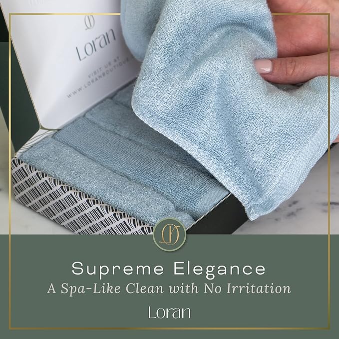 Sky Blue Washcloths Set of 6 Soft Facial Cloths 10” x 10” 100% Viscose Derived from Bamboo Spa-Like Feel Silky Face Cloth for Skin Cleansing