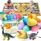 Dino Fossil Eggs Dinosaur Toys - 12 Dinosaur Eggs Dig Excavation Kit w Play Mat for Kids Ages 5-7 Easter Basket Essentials STEM Toy Christmas Birthday Gift for Boys Girls 3 4 5 6 7 8 + 8-13 Years Old