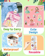 Benresive Reusable Sticker Book for Toddlers 2-4 Years, Fun Travel Stickers for Kids, Waterproof Sticker Books for Toddlers 1-3, Crafts Activities for Todddlers 1-3 2-4 3-5 - Princess