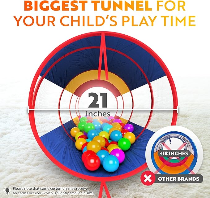 Playz 5pc Kids' Play Tents & Tunnels - Ball Pit for Toddlers, Basketball Hoop, Crawling Tubes, Pop-Up Playhouses, Baby Obstacle Course for Indoor or Outdoor Use