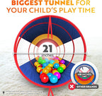 Playz 5pc Kids' Play Tents & Tunnels - Ball Pit for Toddlers, Basketball Hoop, Crawling Tubes, Pop-Up Playhouses, Baby Obstacle Course for Indoor or Outdoor Use