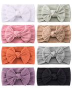 jollybows 8pcs Nylon Headbands for Baby Girls Infant Baby Bows Newborn Hairbands Toddler Hair Bow Elastics Head Wraps