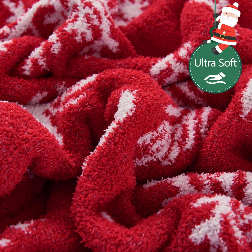 SeaRoomy Christmas Blanket, Ultra Soft Cozy Fuzzy Warm Reversible Knit Throw Blanket for Couch, Microfiber Lightweight Knitted Blanket Holiday Theme Home Christmas Decor (Reindeer, 51"×63")