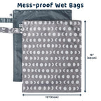 Tiny Twinkle Mess-Proof Waterproof Wet Dry Bag | 2-Pack Reusable Wet Bags for Swimsuits & Baby Clothes | Leakproof Wet Bag for Travel & Diaper Changes for Baby (Luna)