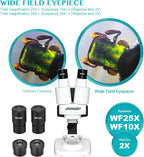 Aomekie® Microscope 20X 50X with 10Pcs Slides Insect Specimen Stereo Microscope with WF eyepieces LED Light Source Portable Stereoscope