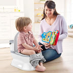 2-in-1 Toddler Potty Training Toilet - Larger Potty Chair & Detachable Training Seat for Boys & Girls Ages 1-3 with Flushing Sound, Wipes Storage, Toilet Paper Holder - Grey