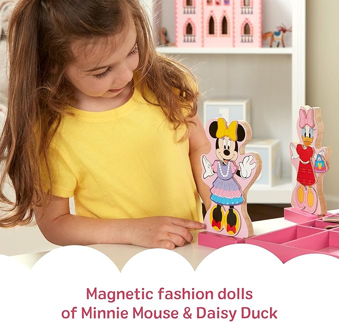 Melissa & Doug Disney Minnie Mouse & Daisy Duck Magnetic Dress-Up Wooden Dolls – Pretend Play Set (40+ pcs) Minnie Mouse Toys, Disney Dress Up Dolls for Preschoolers & Kids Ages 3+