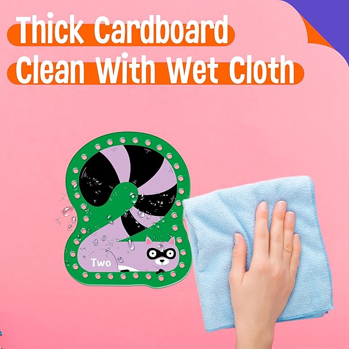 10 Pieces Number Lacing Cards, 0-9 Double Sided Sewing Cards with 10 Colorful Laces, Imagination Development Lacing Toys Games for Children Educational and Learning Activity