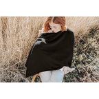 Konssy Muslin Nursing Cover for Breastfeeding, 360° Full Privacy Breathable 100% Cotton Breastfeeding Cover, Multi-use Carseat Canopy(Black)