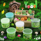 6 Packs Gradient Green Slime Kit - Cloud Butter Clear Slime, Crunchy Slimes for Kids with Various Slime Add-ins, Non Sticky Slimes Party Favors for Girls and Boys