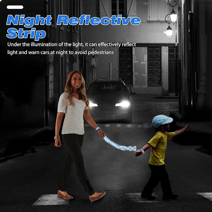 Zooawa Toddler Leash 2Pack, Toddler Kids Harness Anti Lost Wrist Link with Magnetic Lock, Reflective Safety Walking Harness Wristband Leashes for 2,3,4 Years Old Boys Girls, Blue+Pink